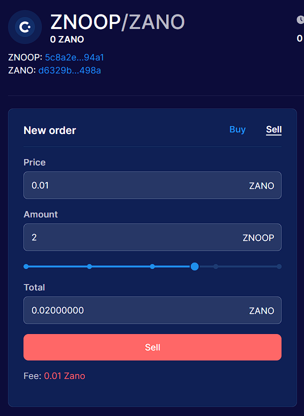 Create sell order