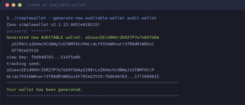 Create an auditable wallet
