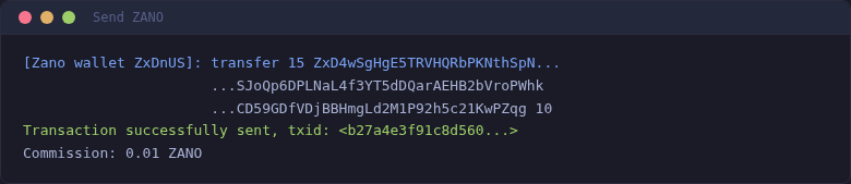 Send ZANO