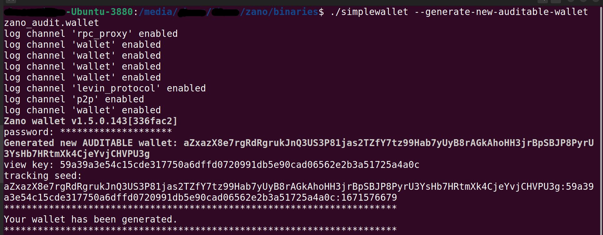 alt using-zano-ubuntu-enter-new-password