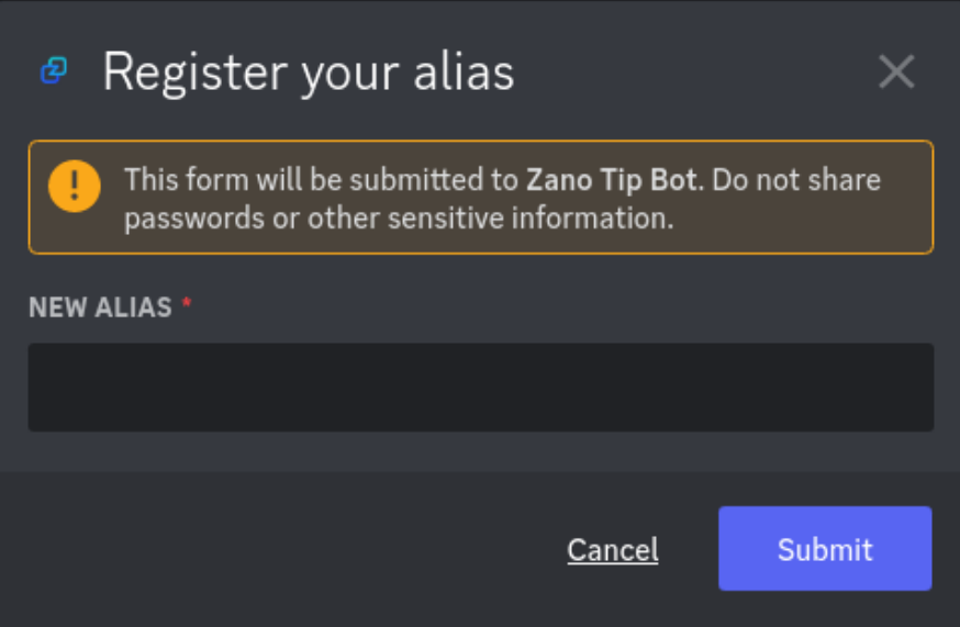 alt zano-tip-bot-register-alias